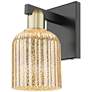 1_Bridal Veil 10.75"H Black Antique Brass Wall Sconce With Mercury Shade