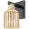 Bridal Veil 10.75"H Black Antique Brass Wall Sconce With Mercury Shade