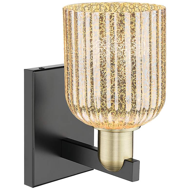 Image 2 Bridal Veil 10.75"H Black Antique Brass Wall Sconce With Mercury Shade more views