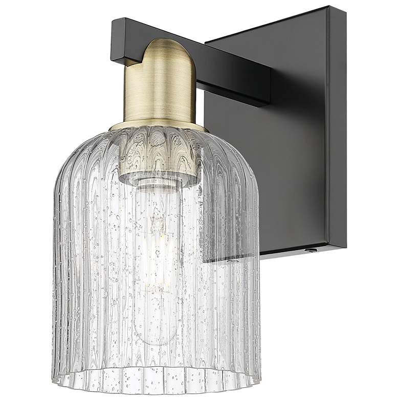 Image 1 Bridal Veil 10.75"H Black Antique Brass Wall Sconce With Seedy Shade