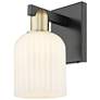 1_Bridal Veil 10.75"H Black Brass Wall Sconce With Gloss White Shade