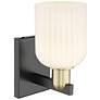 2_Bridal Veil 10.75"H Black Brass Wall Sconce With Gloss White Shade more views