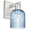 Bridal Veil 10.75"H Brushed Satin Nickel Wall Sconce With Blue Shade