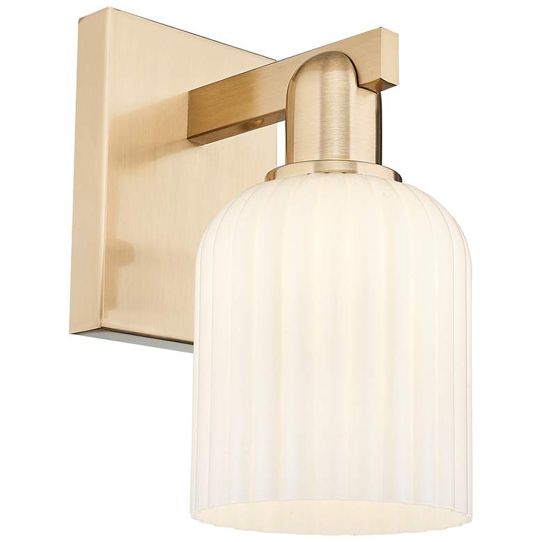 Image 1 Bridal Veil 10.75"H Champagne Bronze Wall Sconce With Gloss White Shade