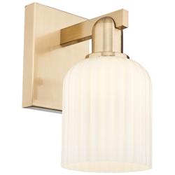 Bridal Veil 10.75"H Champagne Bronze Wall Sconce With Gloss White Shade