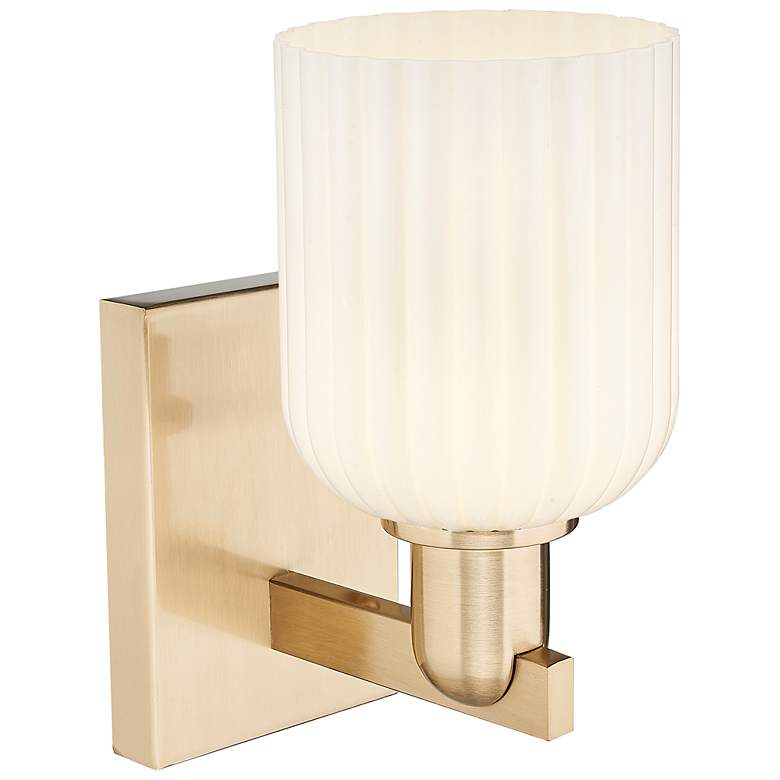 Image 2 Bridal Veil 10.75"H Champagne Bronze Wall Sconce With Gloss White Shade more views