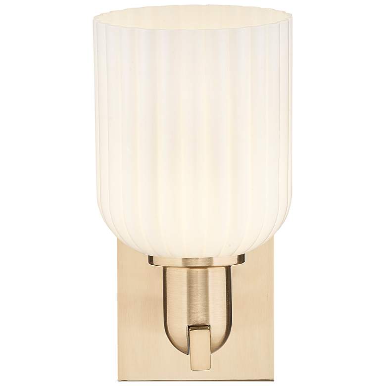 Image 3 Bridal Veil 10.75"H Champagne Bronze Wall Sconce With Gloss White Shade more views
