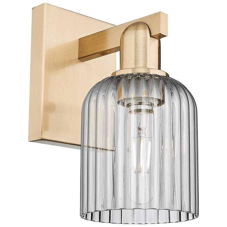 Image 1 Bridal Veil 10.75"H Champagne Bronze Wall Sconce With Light Smoke Shade