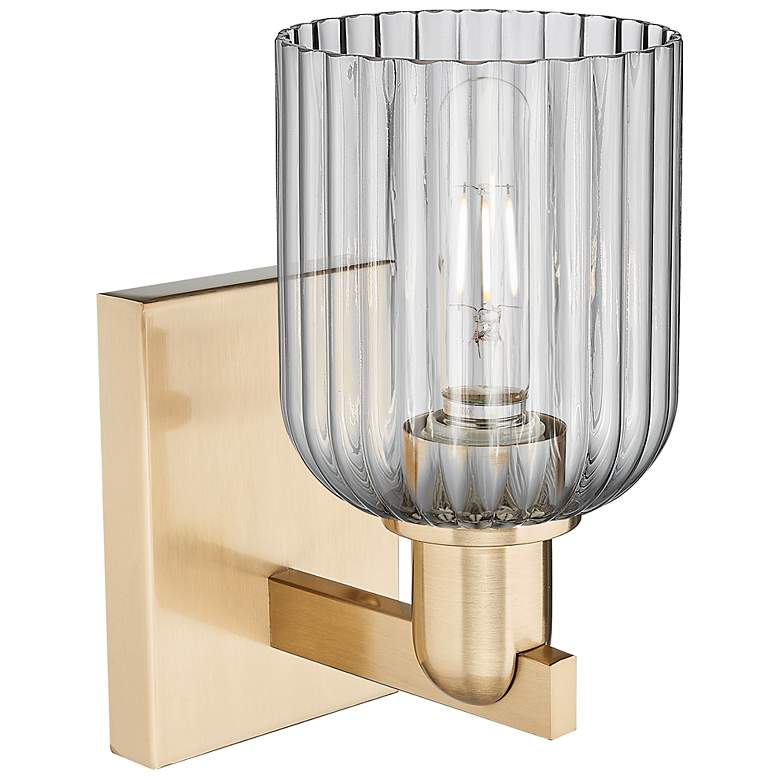 Image 2 Bridal Veil 10.75"H Champagne Bronze Wall Sconce With Light Smoke Shade more views