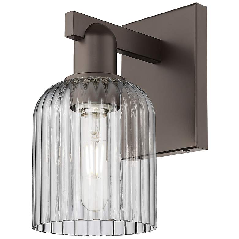 Image 1 Bridal Veil 10.75"H Oil Rubbed Bronze Wall Sconce w/ Light Smoke Shade
