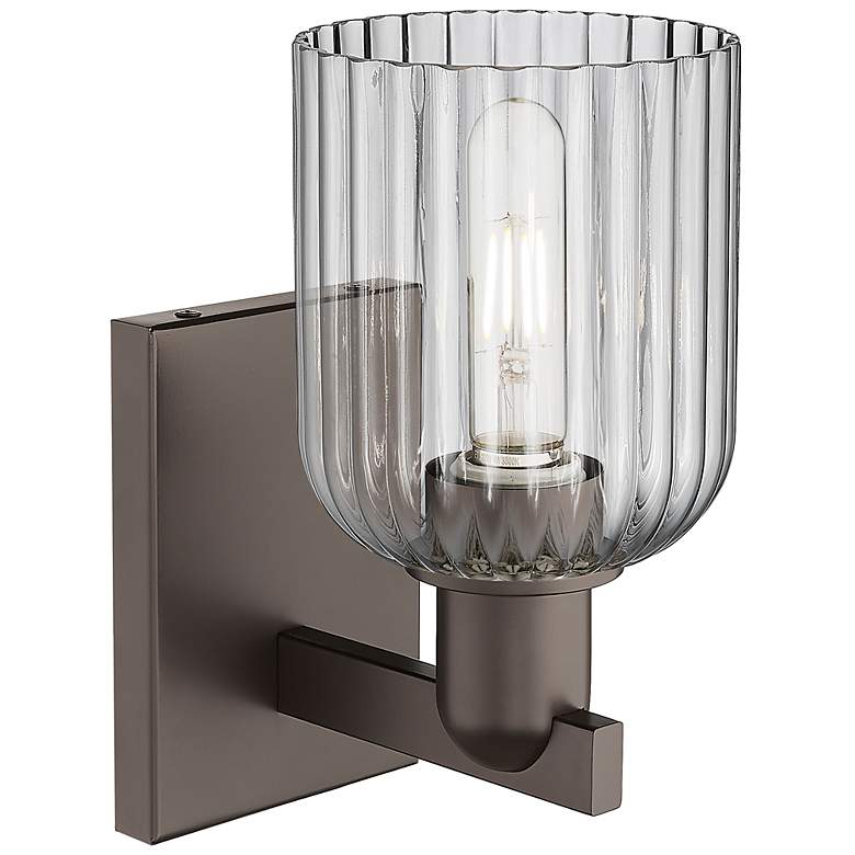 Image 2 Bridal Veil 10.75"H Oil Rubbed Bronze Wall Sconce w/ Light Smoke Shade more views