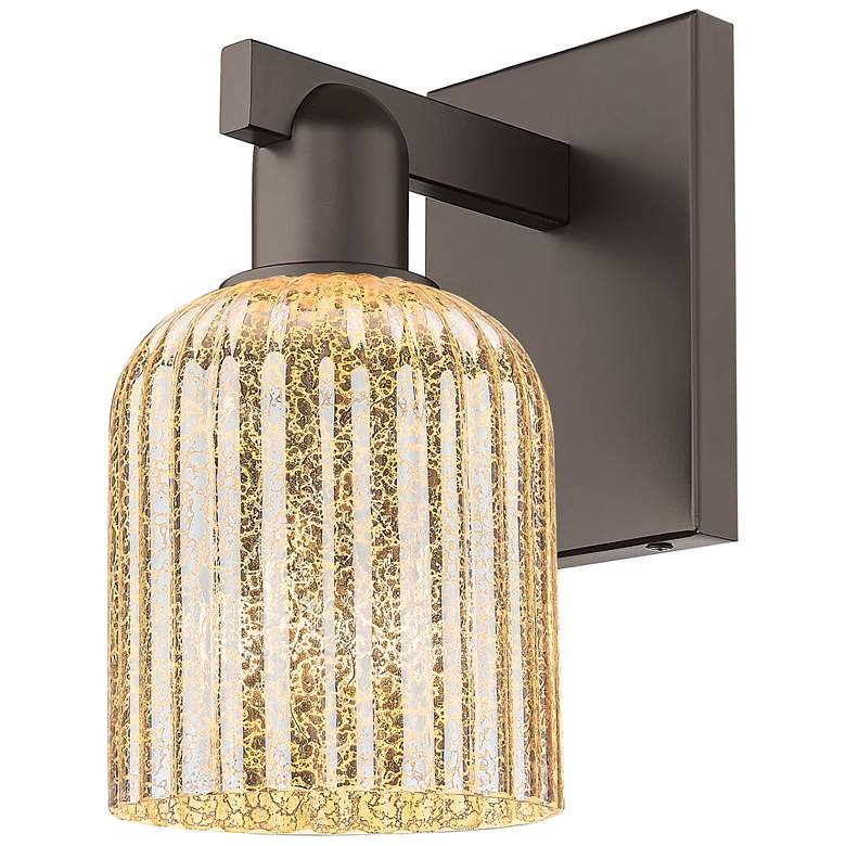 Image 1 Bridal Veil 10.75"H Oil Rubbed Bronze Wall Sconce With Mercury Shade
