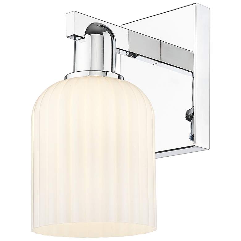 Image 1 Bridal Veil 10.75"H Polished Chrome Wall Sconce With Gloss White Shade