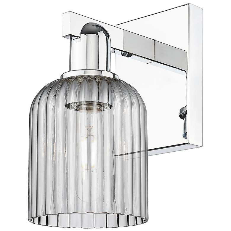 Image 1 Bridal Veil 10.75"H Polished Chrome Wall Sconce With Light Smoke Shade