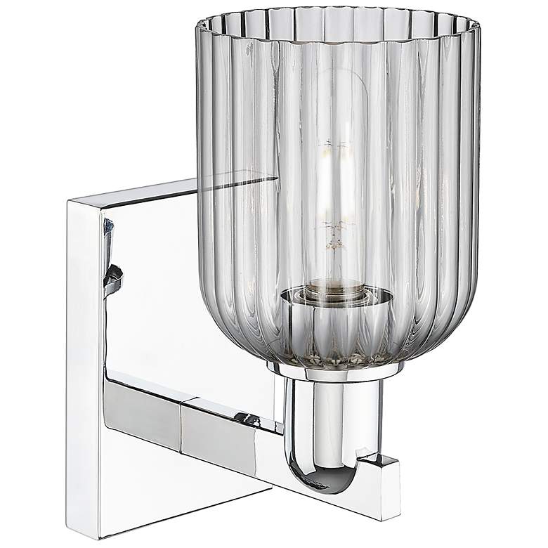 Image 2 Bridal Veil 10.75"H Polished Chrome Wall Sconce With Light Smoke Shade more views