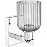 2_Bridal Veil 10.75"H Polished Chrome Wall Sconce With Light Smoke Shade more views
