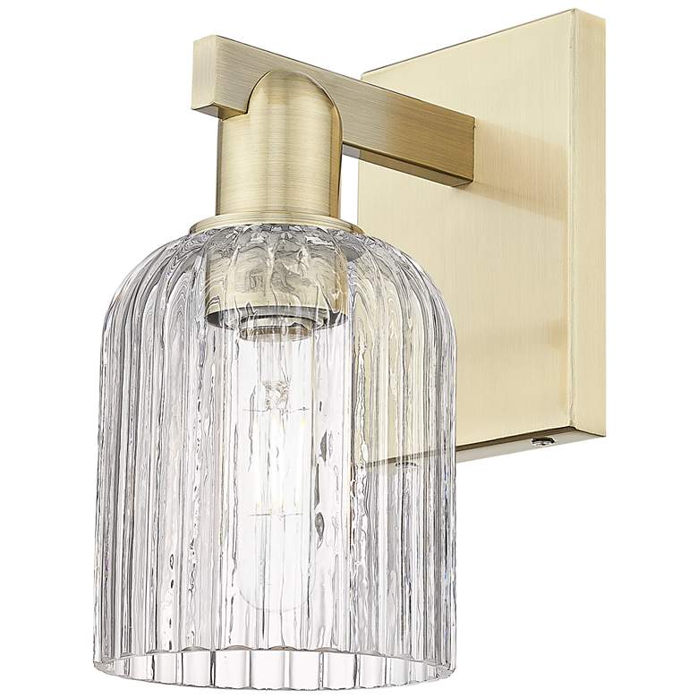 Image 1 Bridal Veil 10.75" High Antique Brass Wall Sconce With Clear Shade