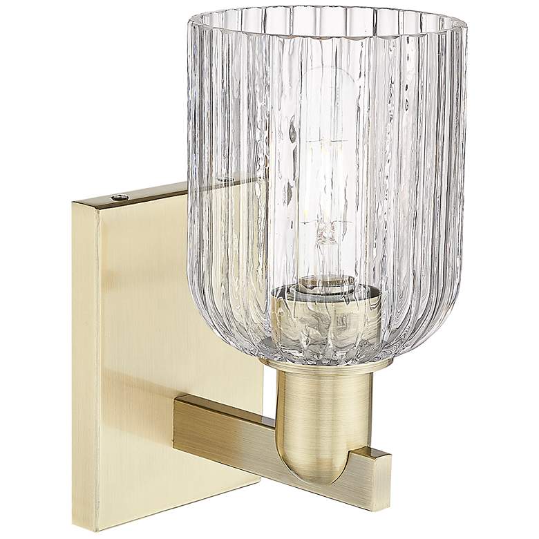 Image 2 Bridal Veil 10.75" High Antique Brass Wall Sconce With Clear Shade more views