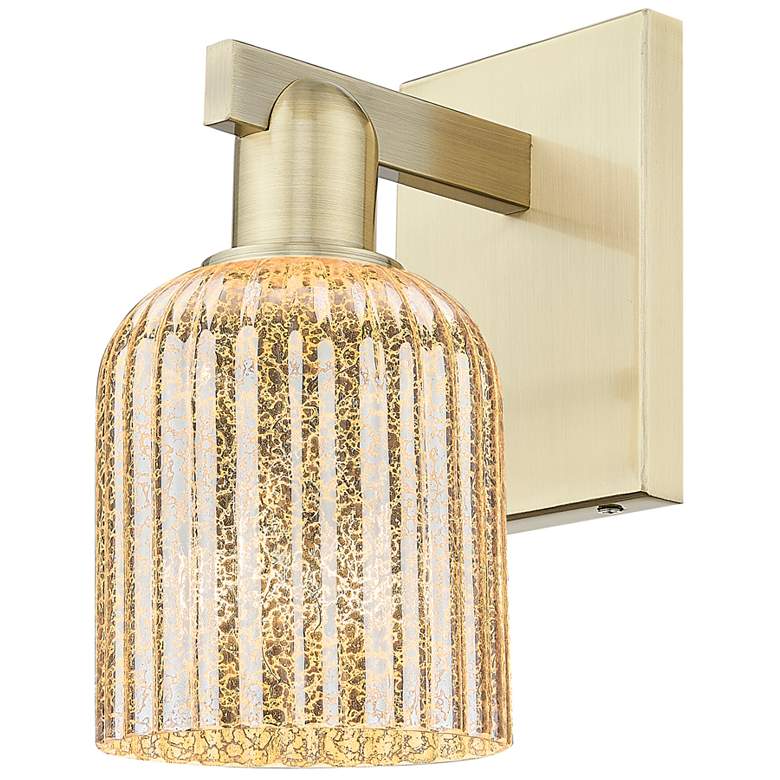 Image 1 Bridal Veil 10.75" High Antique Brass Wall Sconce With Mercury Shade