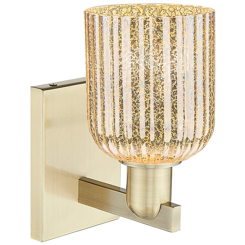 Image 2 Bridal Veil 10.75" High Antique Brass Wall Sconce With Mercury Shade more views