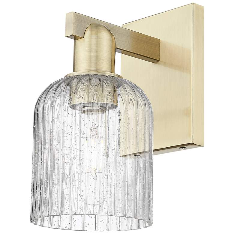 Image 1 Bridal Veil 10.75" High Antique Brass Wall Sconce With Seedy Shade