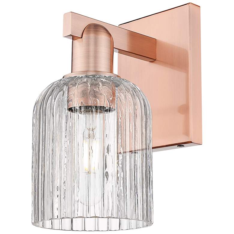 Image 1 Bridal Veil 10.75" High Antique Copper Wall Sconce With Clear Shade