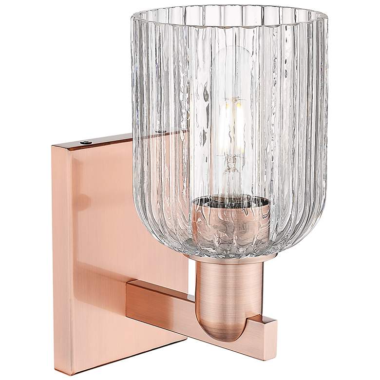 Image 2 Bridal Veil 10.75" High Antique Copper Wall Sconce With Clear Shade more views