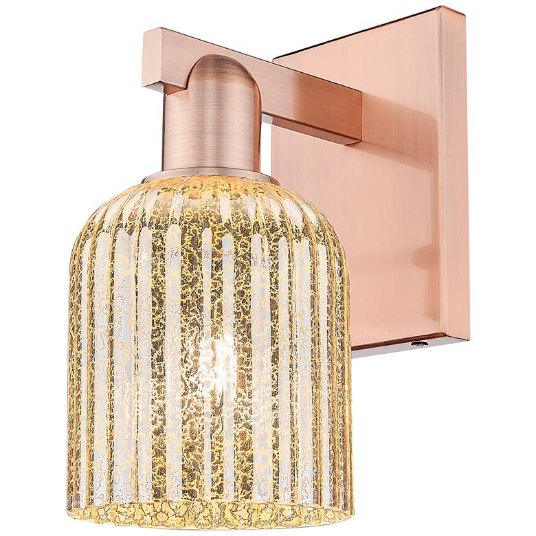 Image 1 Bridal Veil 10.75" High Antique Copper Wall Sconce With Mercury Shade
