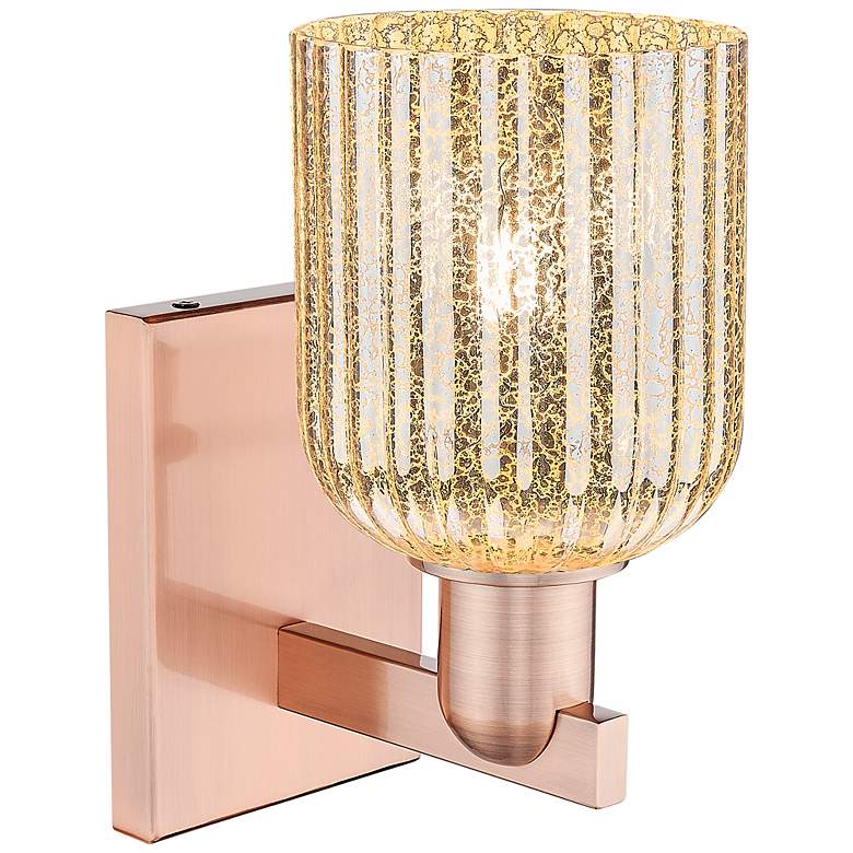 Image 2 Bridal Veil 10.75" High Antique Copper Wall Sconce With Mercury Shade more views