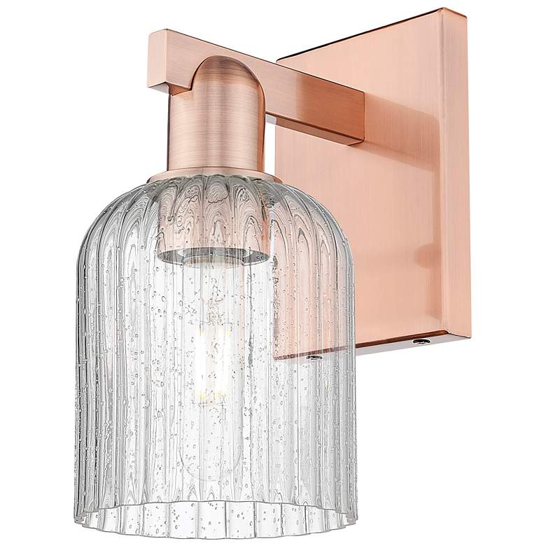 Image 1 Bridal Veil 10.75" High Antique Copper Wall Sconce With Seedy Shade