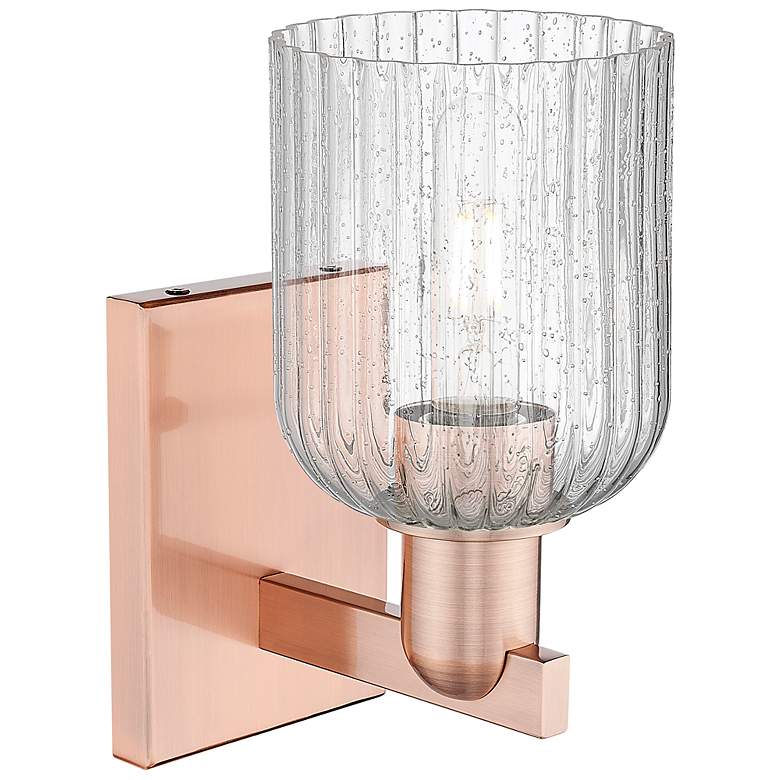 Image 2 Bridal Veil 10.75" High Antique Copper Wall Sconce With Seedy Shade more views
