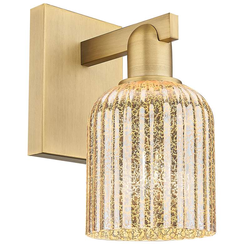 Image 1 Bridal Veil 10.75" High Brushed Brass Wall Sconce With Mercury Shade