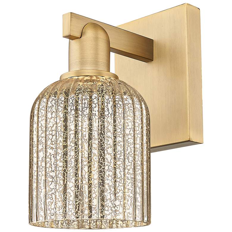 Image 3 Bridal Veil 10.75" High Brushed Brass Wall Sconce With Mercury Shade more views