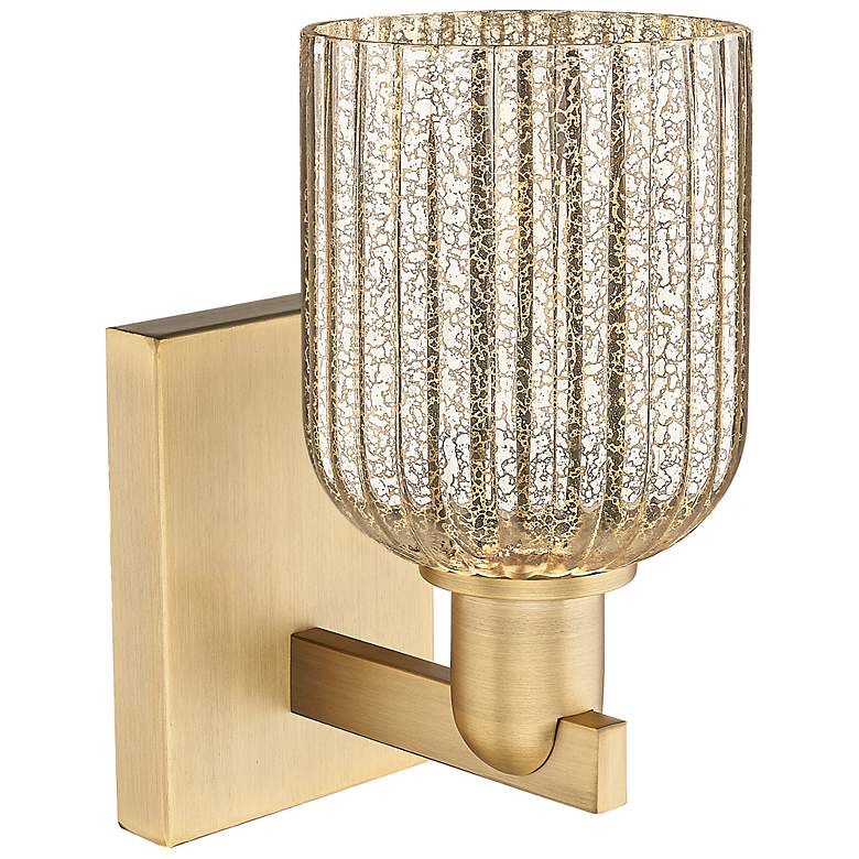 Image 4 Bridal Veil 10.75" High Brushed Brass Wall Sconce With Mercury Shade more views