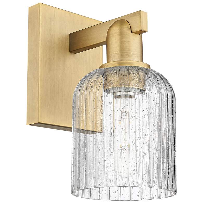 Image 1 Bridal Veil 10.75" High Brushed Brass Wall Sconce With Seedy Shade