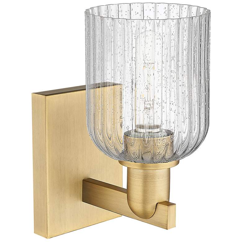 Image 2 Bridal Veil 10.75" High Brushed Brass Wall Sconce With Seedy Shade more views