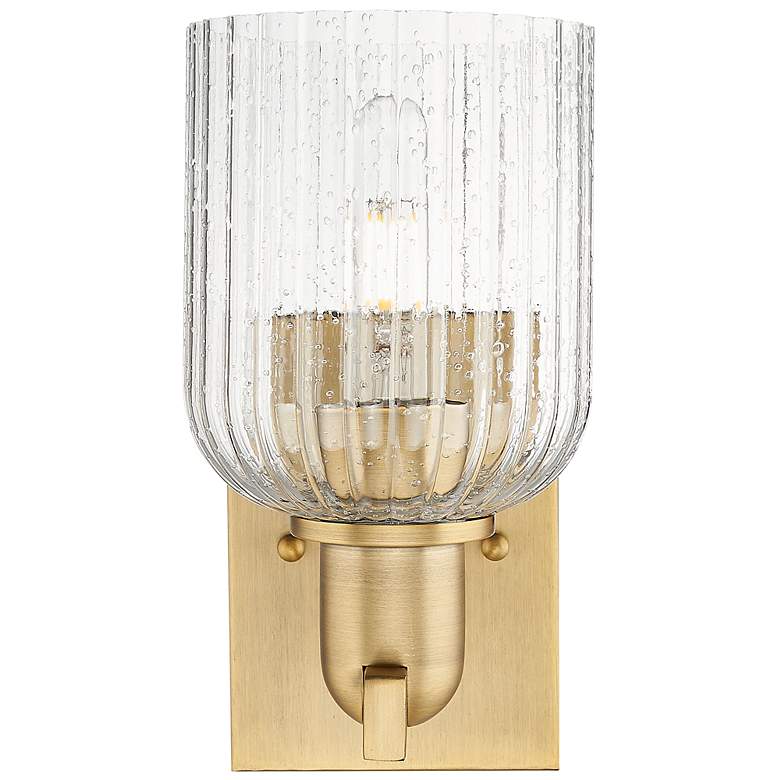 Image 3 Bridal Veil 10.75" High Brushed Brass Wall Sconce With Seedy Shade more views
