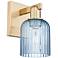 Bridal Veil 10.75" High Champagne Bronze Wall Sconce With Blue Shade