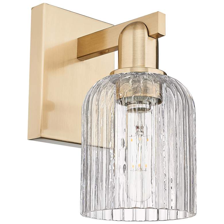Image 1 Bridal Veil 10.75" High Champagne Bronze Wall Sconce With Clear Shade