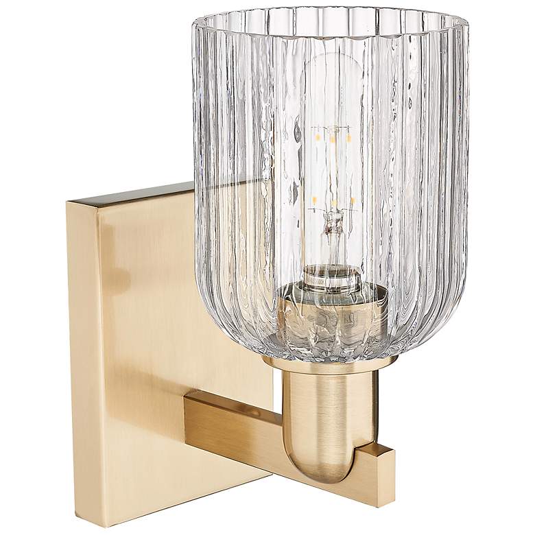 Image 2 Bridal Veil 10.75" High Champagne Bronze Wall Sconce With Clear Shade more views