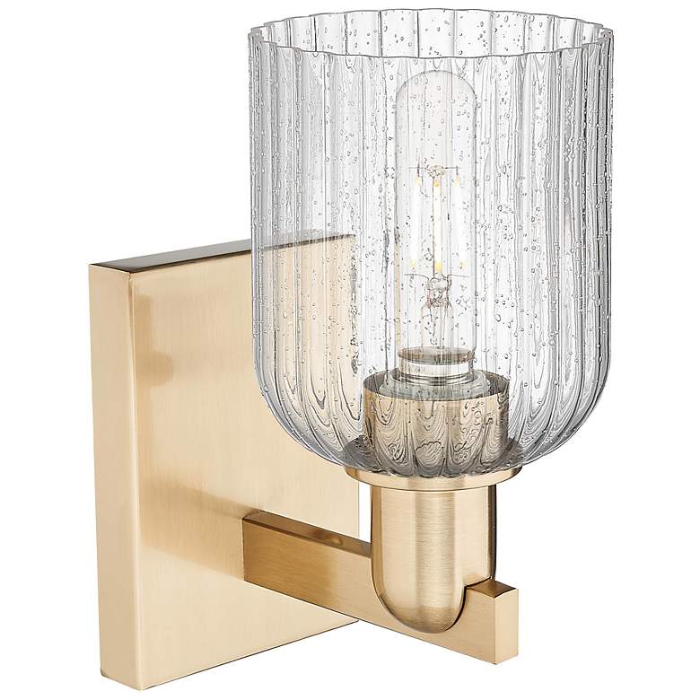 Image 2 Bridal Veil 10.75" High Champagne Bronze Wall Sconce With Seedy Shade more views