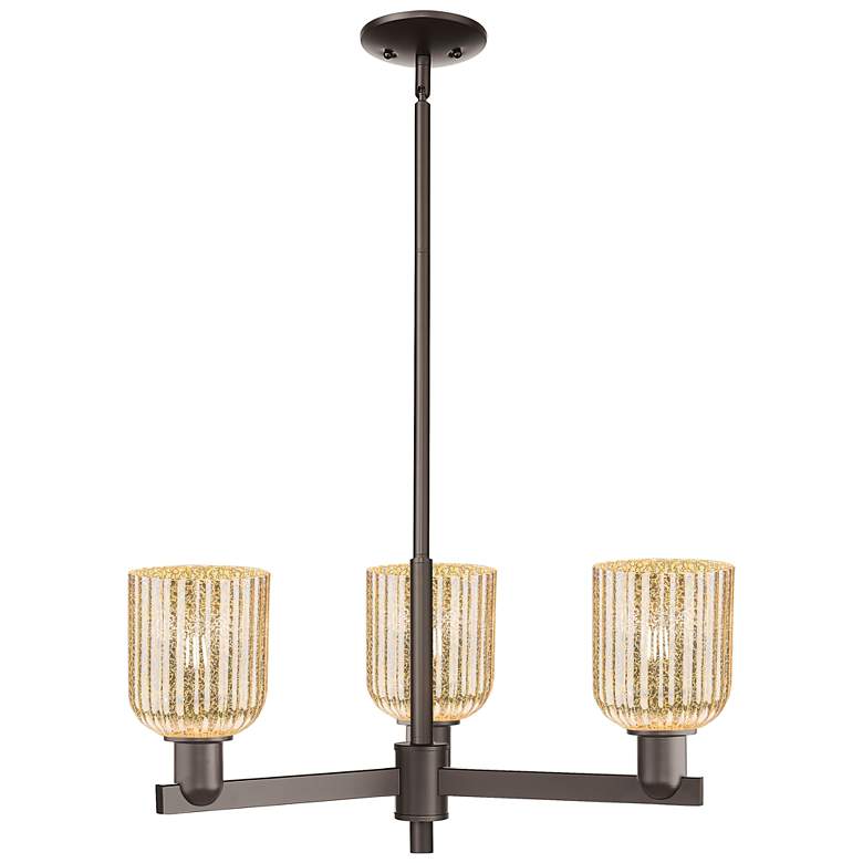 Image 1 Bridal Veil 10.75" High Matte Black Wall Sconce With Mercury Shade