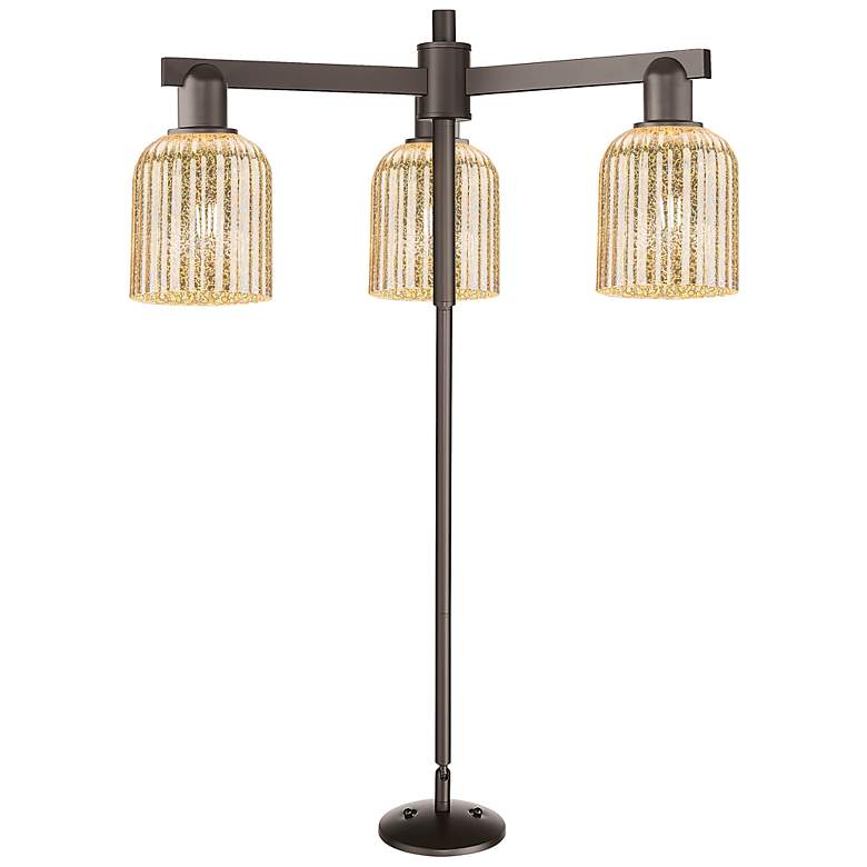 Image 2 Bridal Veil 10.75" High Matte Black Wall Sconce With Mercury Shade more views