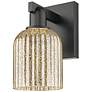 3_Bridal Veil 10.75" High Matte Black Wall Sconce With Mercury Shade more views