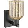 4_Bridal Veil 10.75" High Matte Black Wall Sconce With Mercury Shade more views