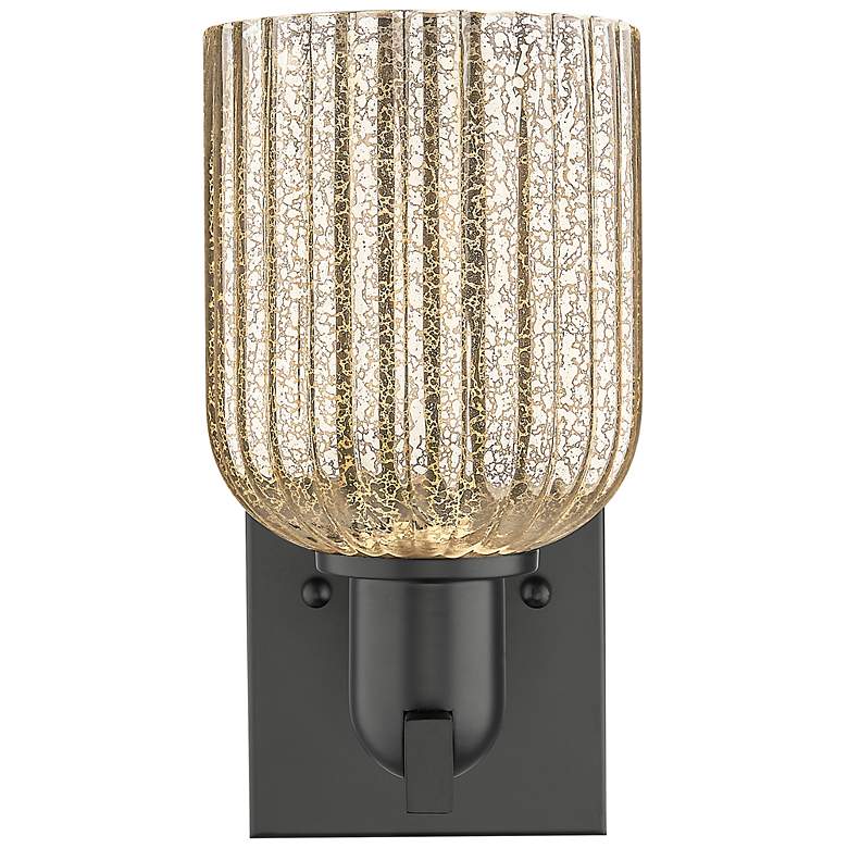 Image 5 Bridal Veil 10.75" High Matte Black Wall Sconce With Mercury Shade more views