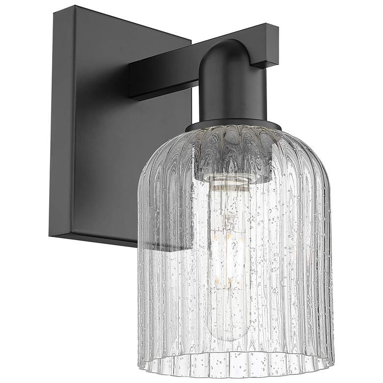 Image 1 Bridal Veil 10.75" High Matte Black Wall Sconce With Seedy Shade