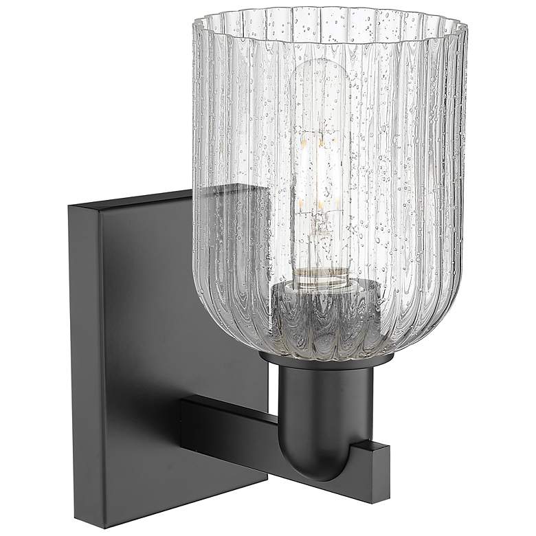 Image 2 Bridal Veil 10.75" High Matte Black Wall Sconce With Seedy Shade more views