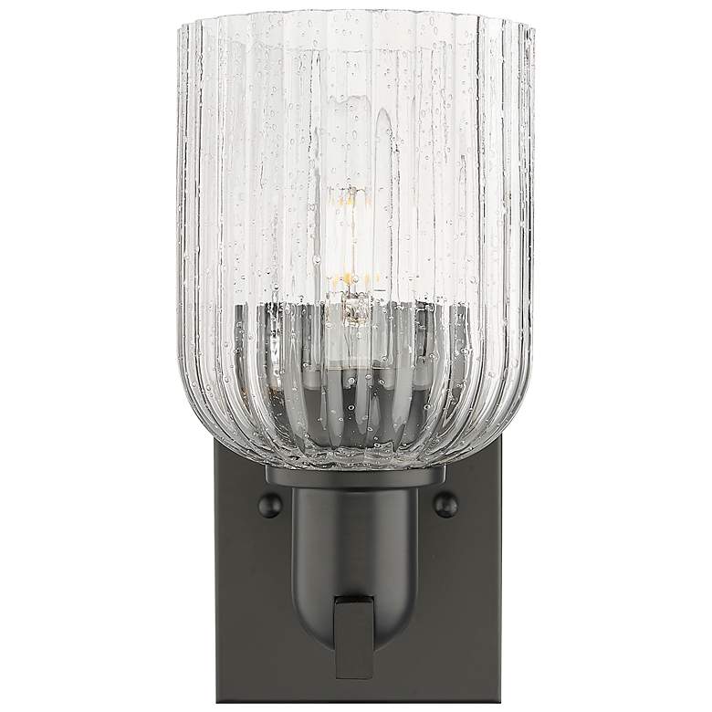 Image 3 Bridal Veil 10.75" High Matte Black Wall Sconce With Seedy Shade more views