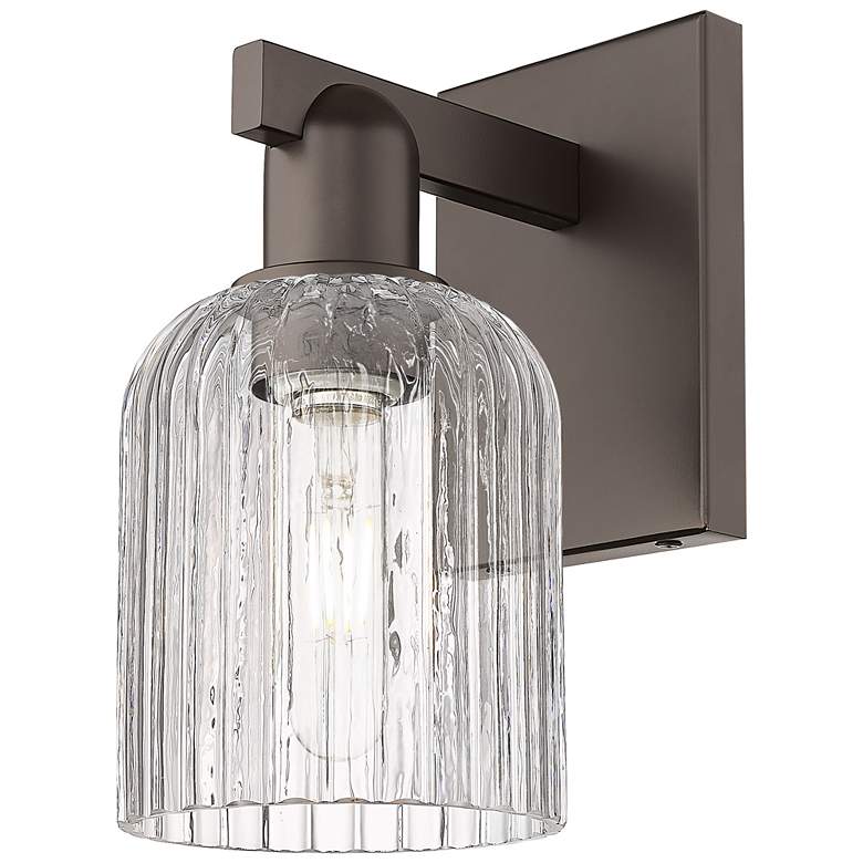 Image 1 Bridal Veil 10.75" High Oil Rubbed Bronze Wall Sconce With Clear Shade